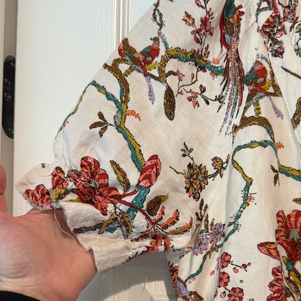 Anthropologie Cream Floral Midi Dress - Picture 11 of 14